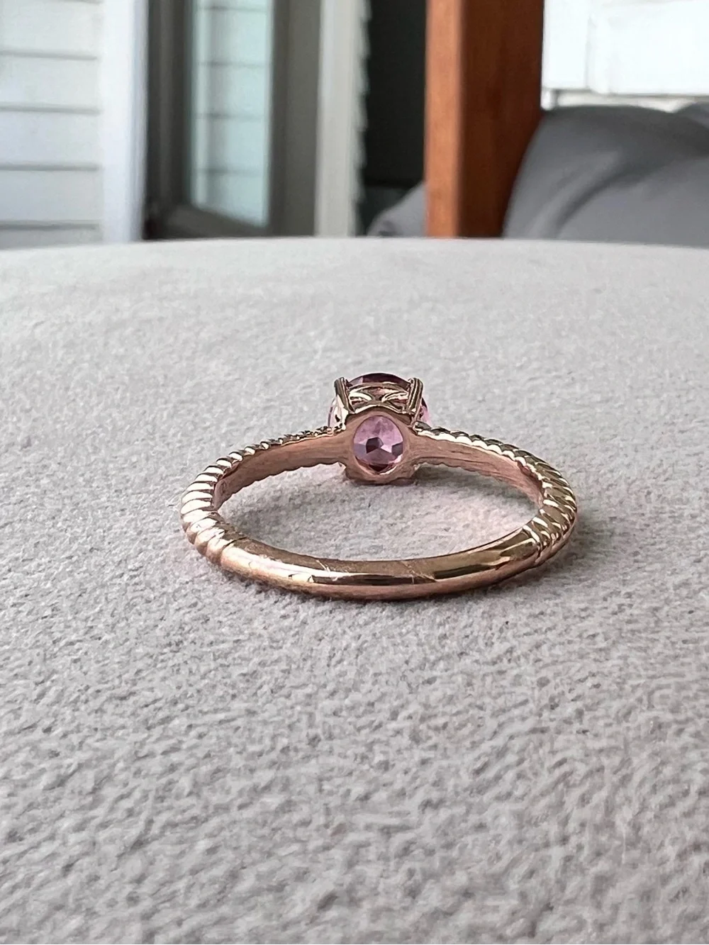 Rose Gold Plated Sterling Silver Pink Topaz Solitaire Size 8